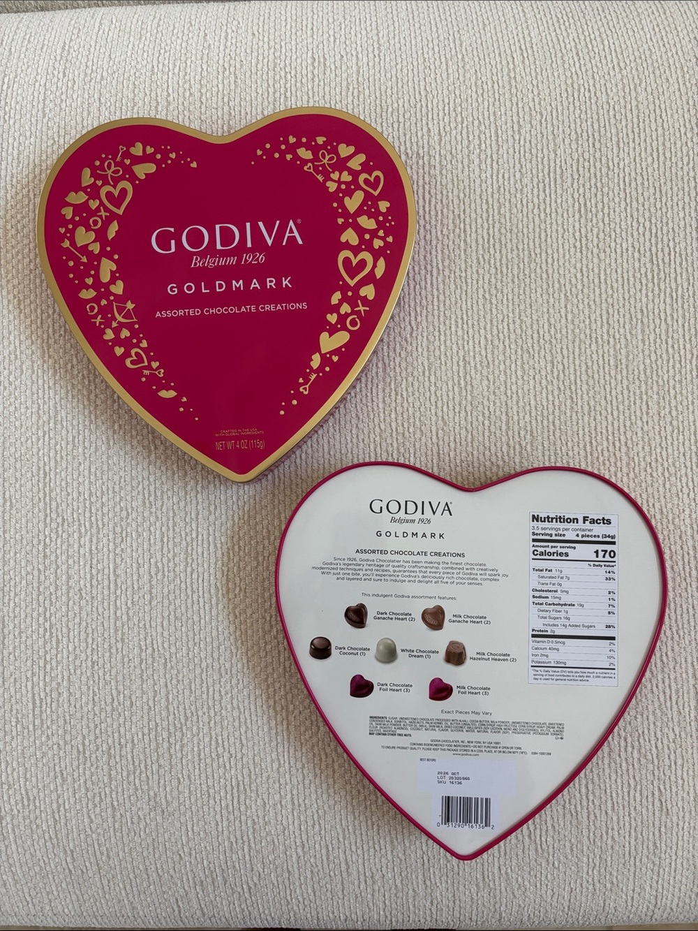 GODIVA Goldmark Heart Chocolate Box - pink & Gold Tin